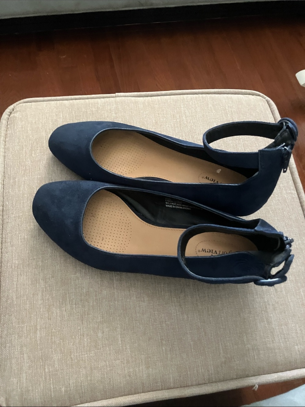 comfortview Navy Suede Ankle Strap Heels